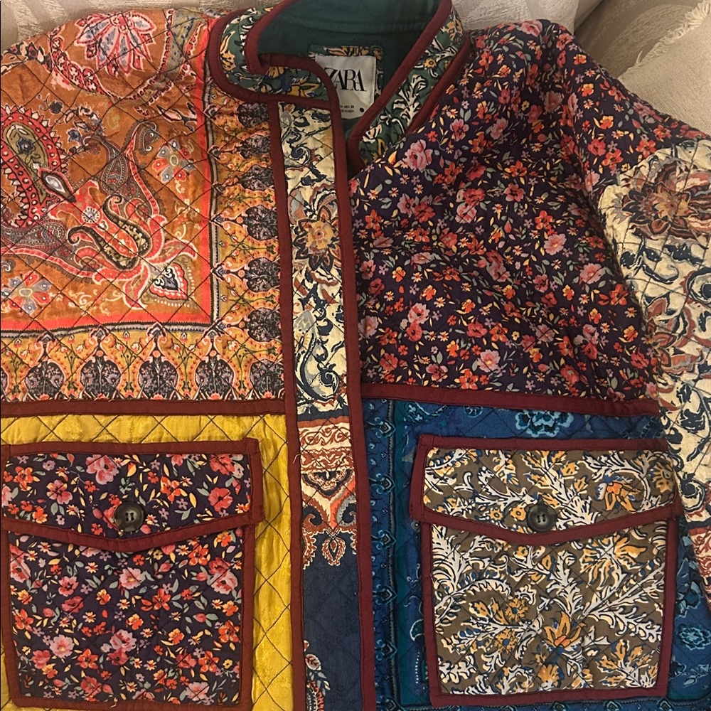 Zara Colorful Floral Patchwork Jacket